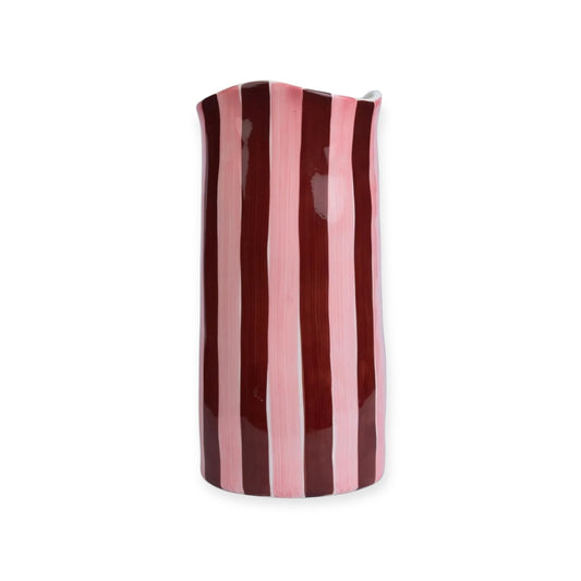Noss & Co Medium Stripe Vase, Burgundy & Pink