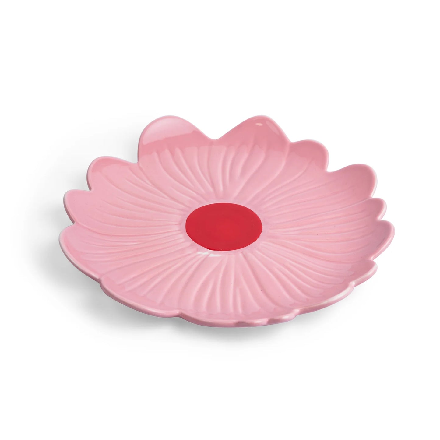 Noss & Co Large Daisy Plate, Pink with Red Centre
