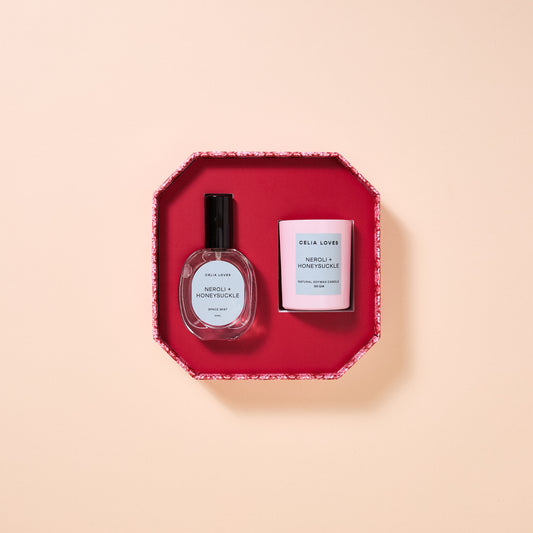 Celia Loves Candle & Room Spray Duo Set, Neroli & Honeysuckle