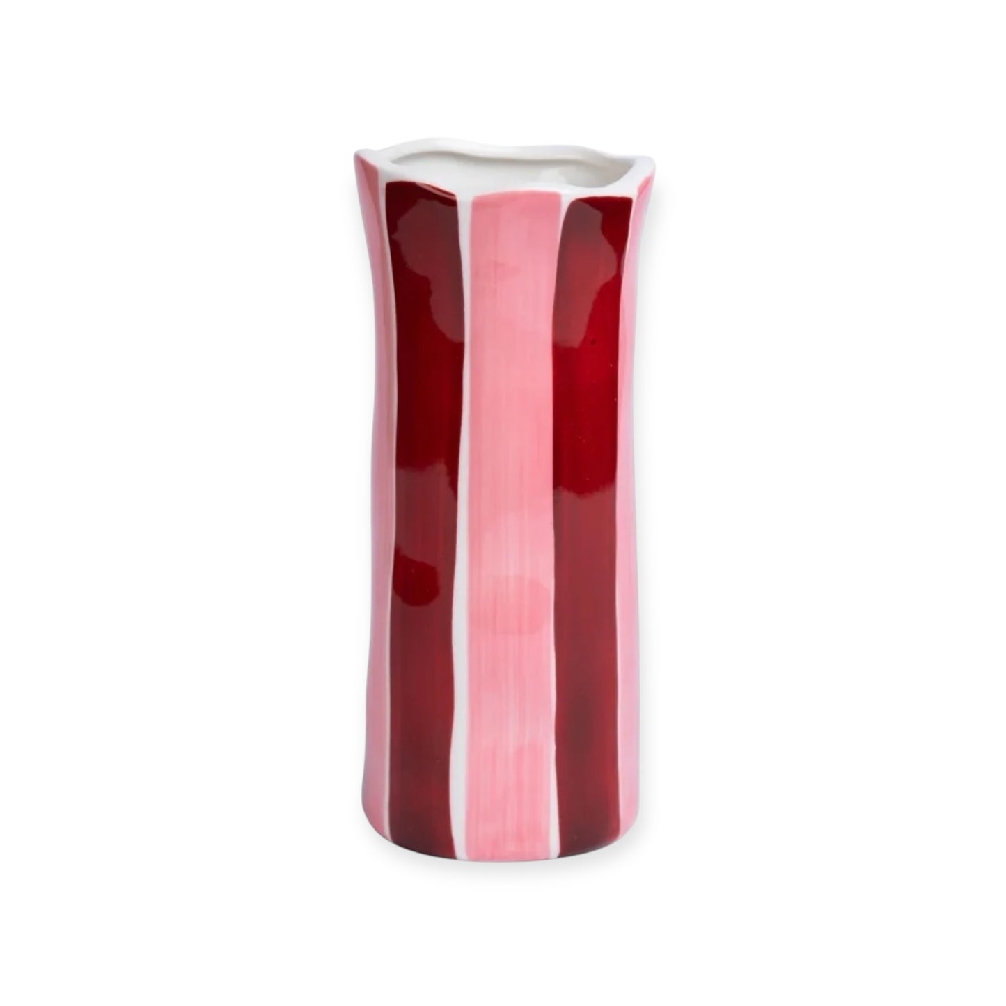 Noss & Co Small Stripe Vase, Burgundy & Pink