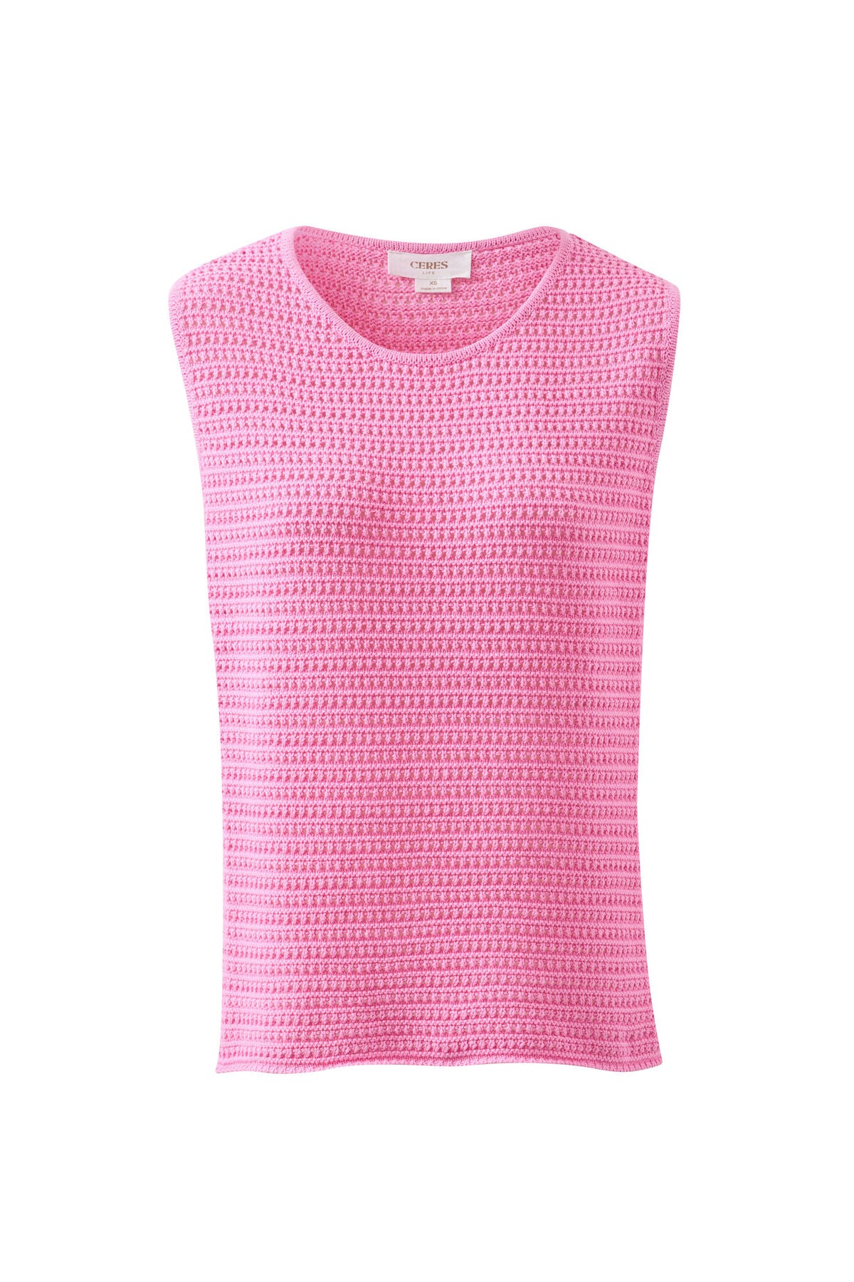 Ceres Life Margot Mesh Knit Tank, Hibiscus Pink