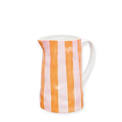 Noss & Co Medium Stripe Jug, Orange & Pink