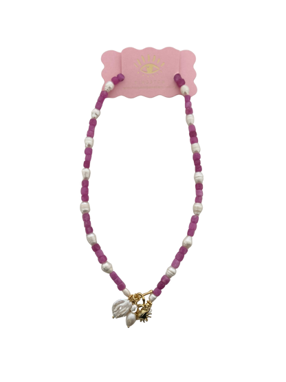 Kingston Necklace, Berry Crab Fob