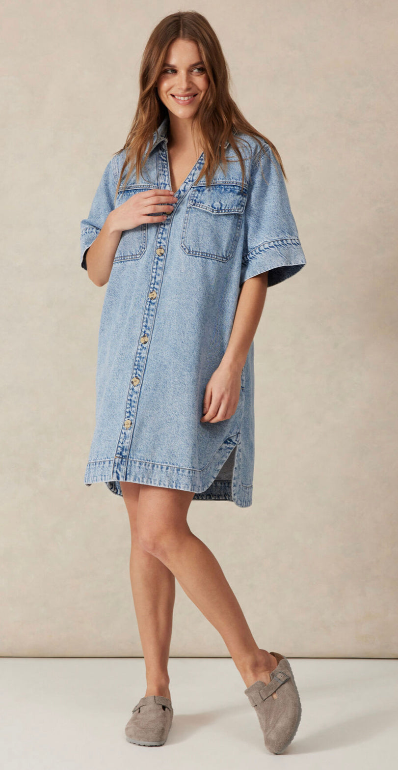 Ceres Life Relaxed Shirt Dress, Vintage Blue