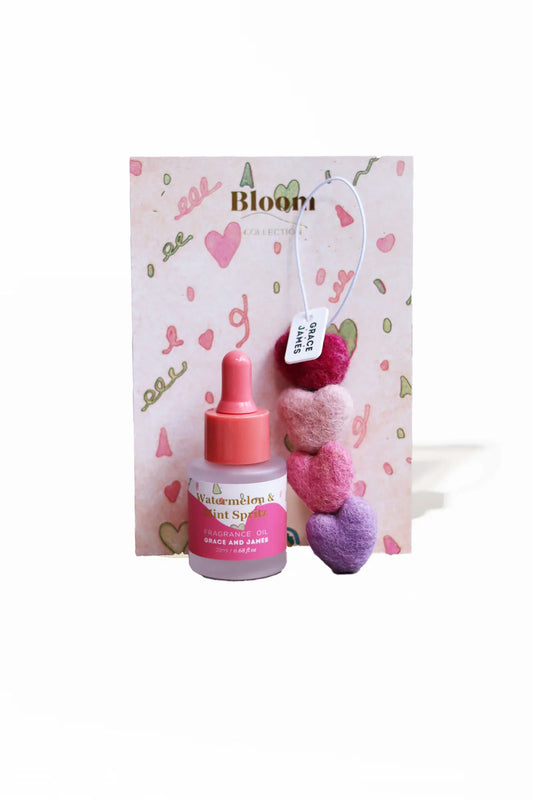 Grace and James Bloom Collection Felt Air Freshener, Watermelon & Mint Spritz