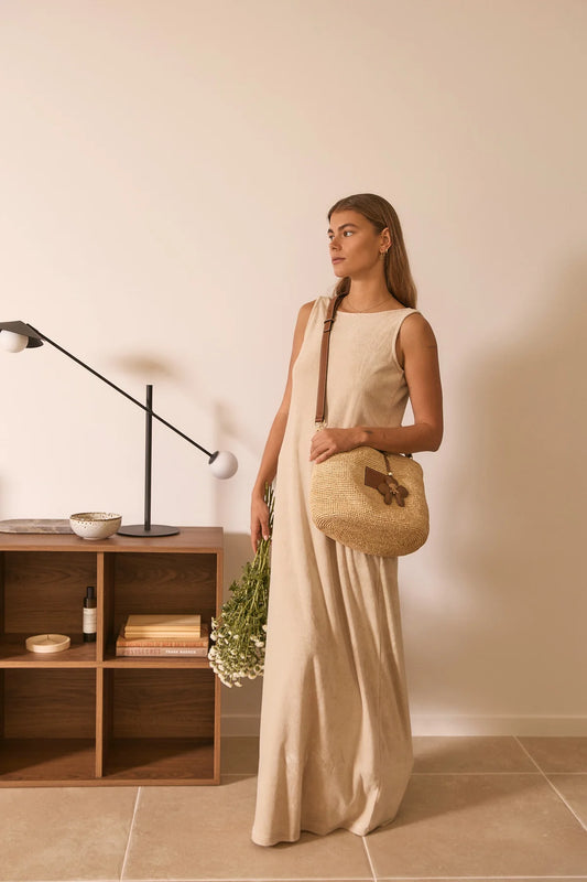 Nim The Label Leather Trimmed Raffia BB