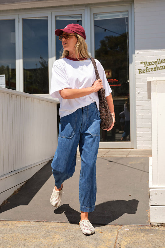 Ceres Life Phoebe Premium Tee, White with Burgundy