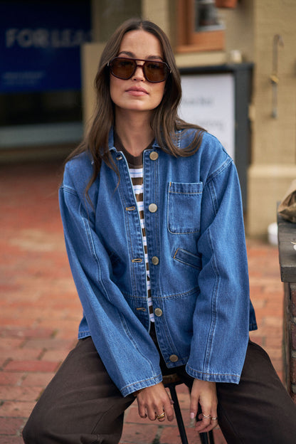 Ceres Life Ziggy Shacket, Fresh Indigo