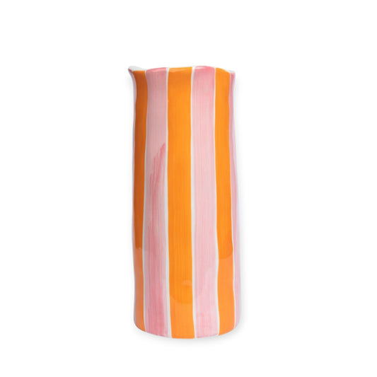 Noss & Co Medium Stripe Vase, Pink & Orange