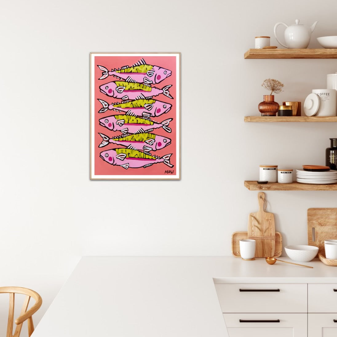 Art By Fran Max South Of France Sardines Fine Art Print with hand detailing by Fran Max, A2