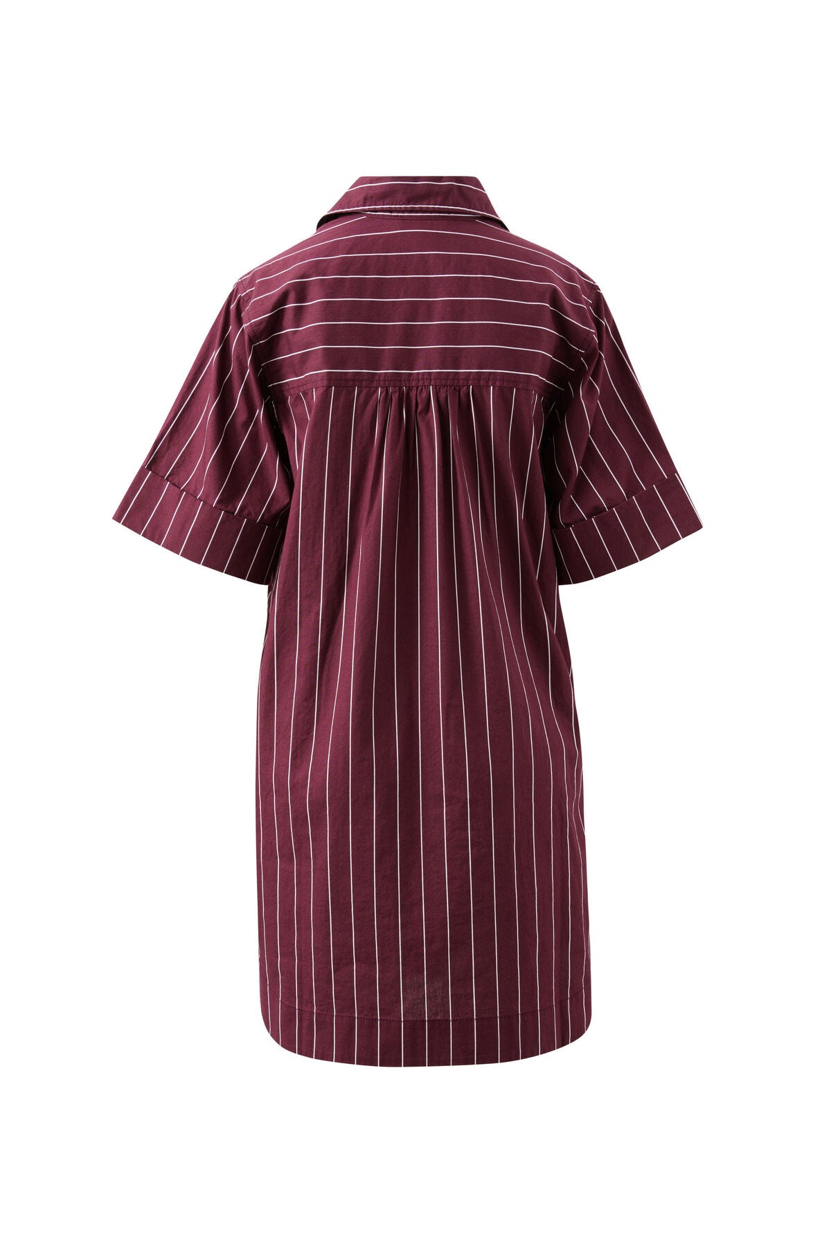 Ceres Life Sara Mini Shirt Dress, Wine Pinstripe