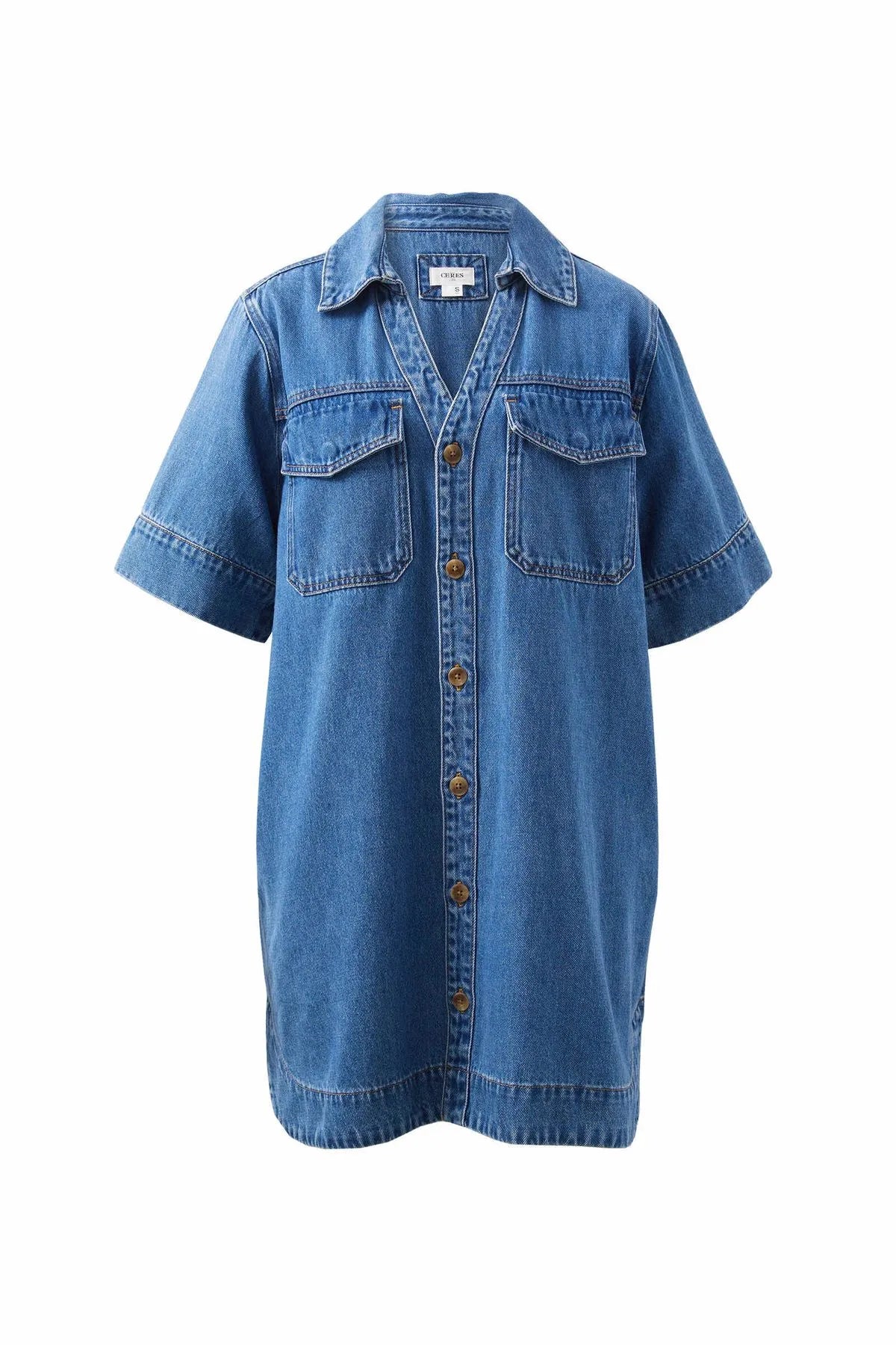 Ceres Life Sammy Relaxed Shirt Dress, Fresh Indigo