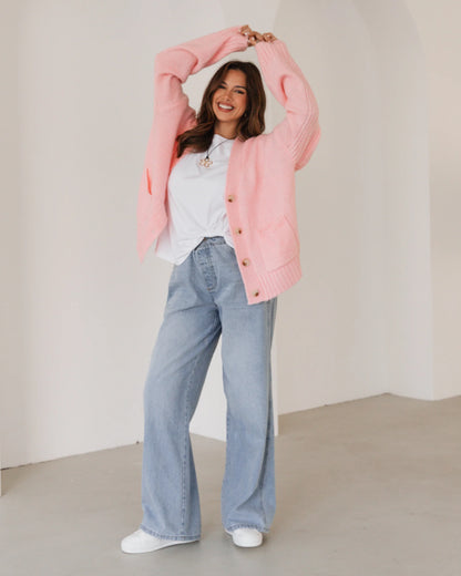 Label Of Love Slouch Cardigan, Pink