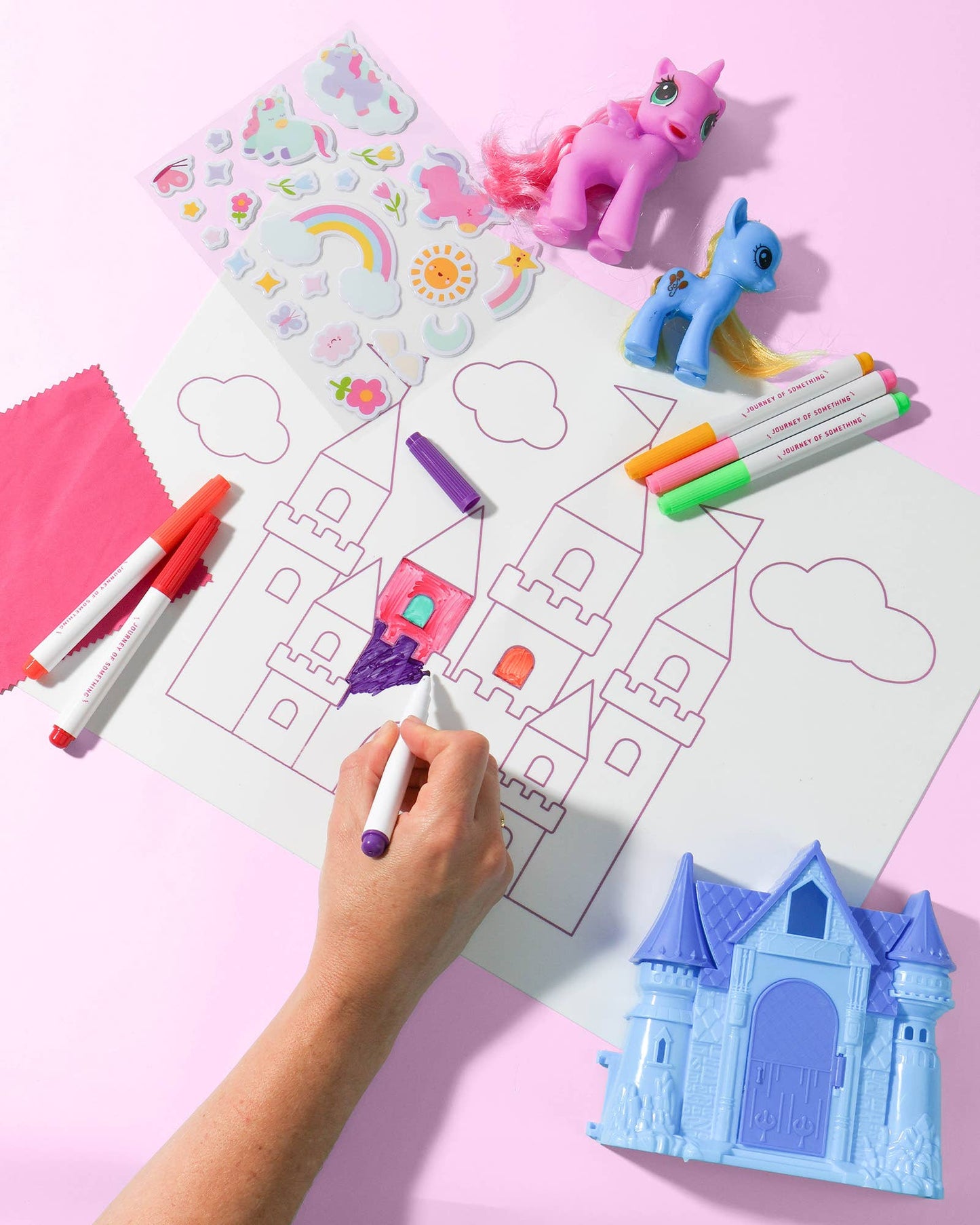 Journey Of Something Wipeable Silicone Colouring Mat, Unicorn Castle