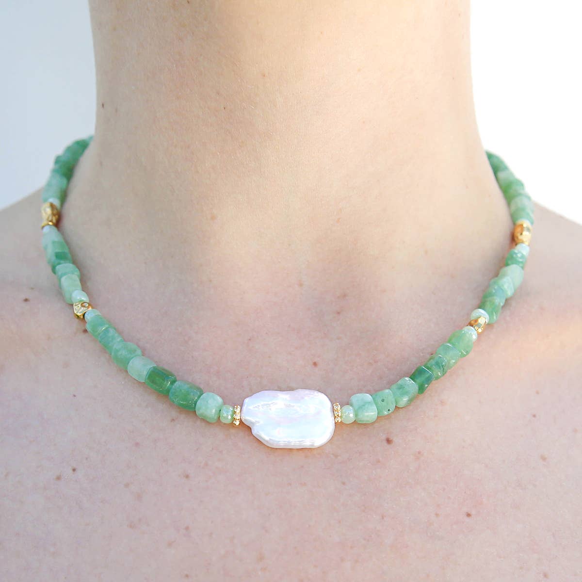 Kingston Necklace, Sage Pearl