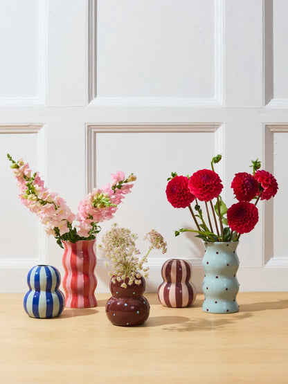 Jones & Co Fonda Vase, Brown Blue Dotty