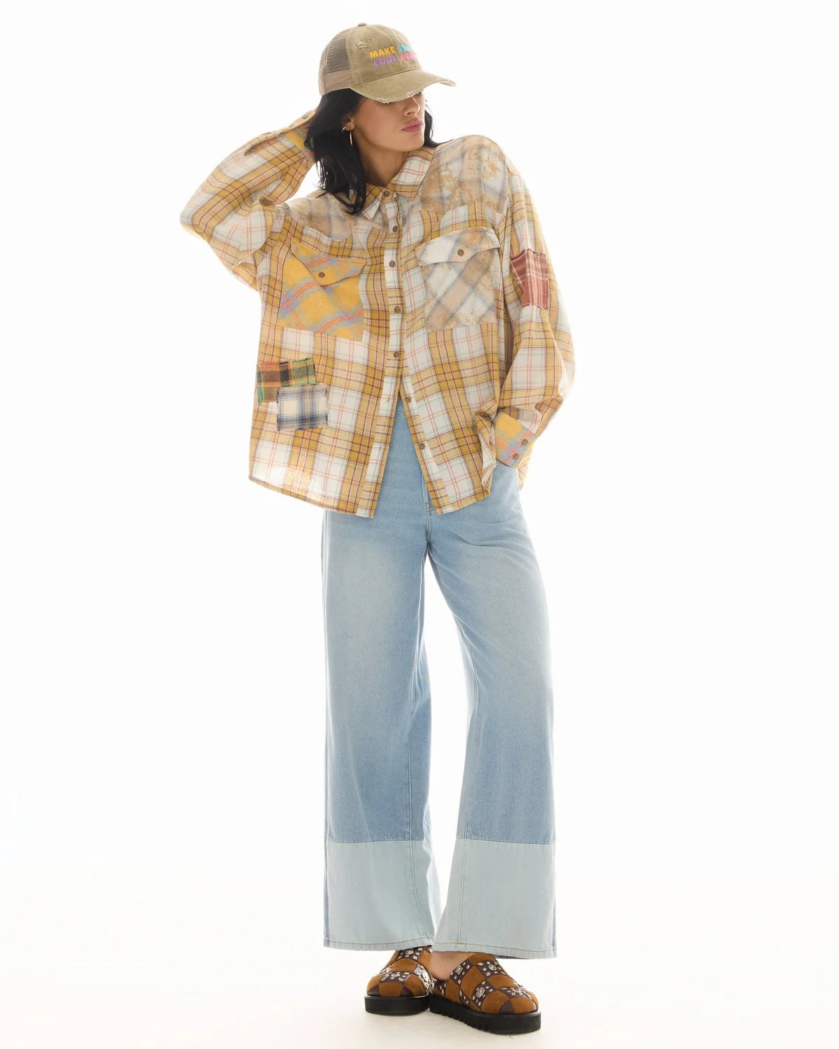 The Tales Patched Up Yellow Flannel Western Shirt