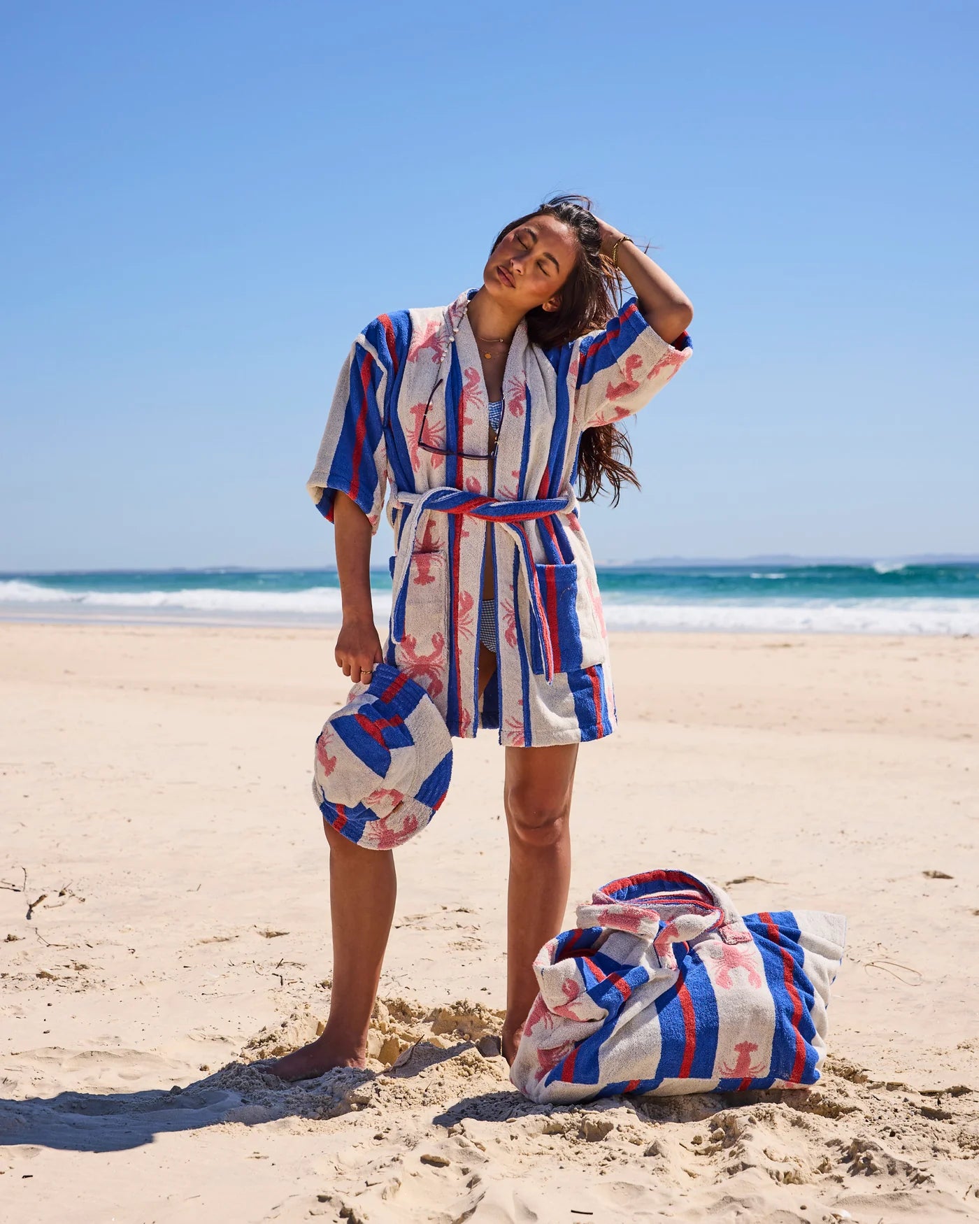 Kip & Co Terry Mini Robe, Lobster Fan Club