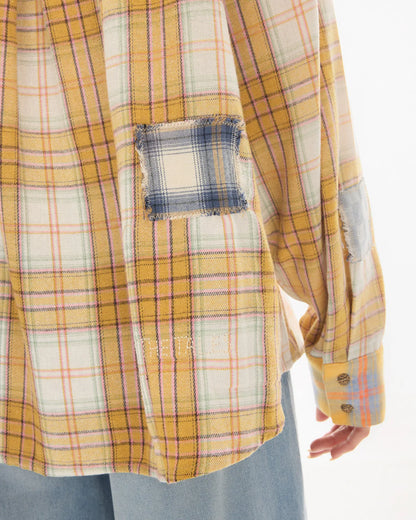The Tales Patched Up Yellow Flannel Western Shirt