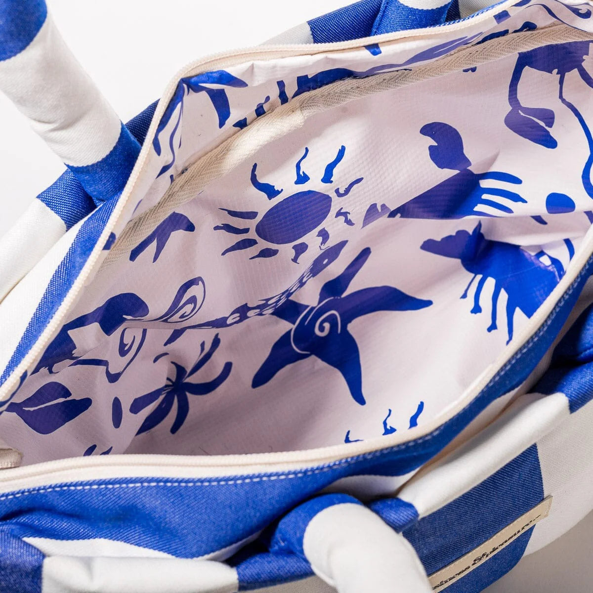 Business and Pleasure The Cloud Cooler Tote Bag, Mediterranean Blue Stripe