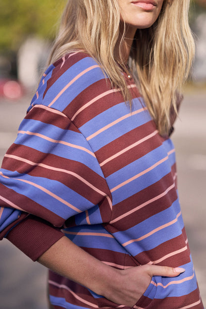 Ceres Life Romy Crew, Vintage Blue Pink Clay Burnt Toffee Stripe