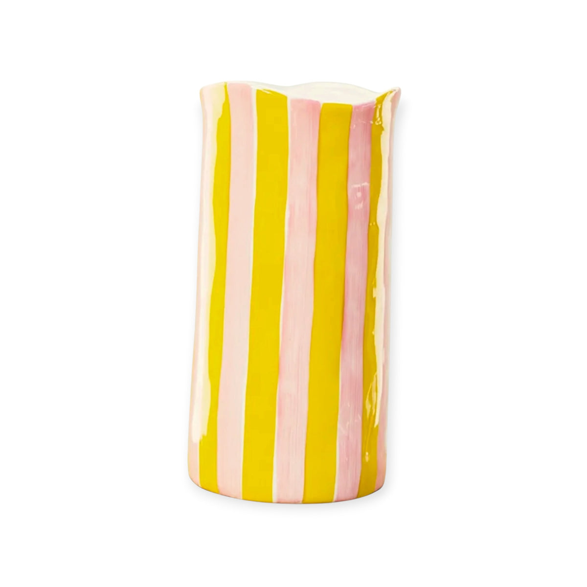 Noss & Co Large Stripe Vase, Pink & Yellow