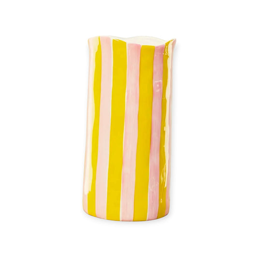 Noss & Co Large Stripe Vase, Pink & Yellow