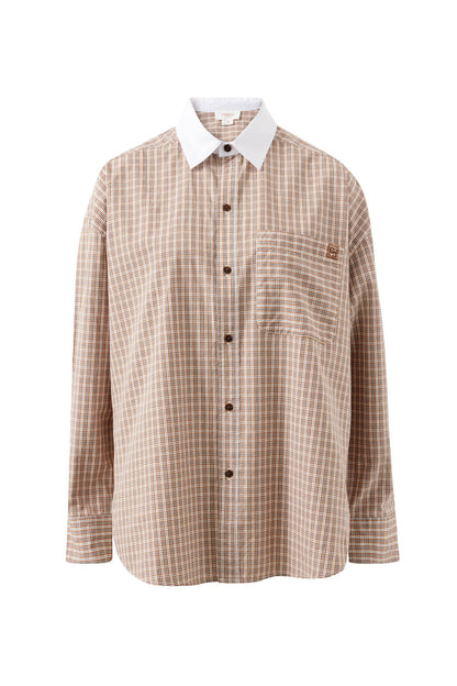 Ceres Life Peta Oversized Shirt, Toffee Check