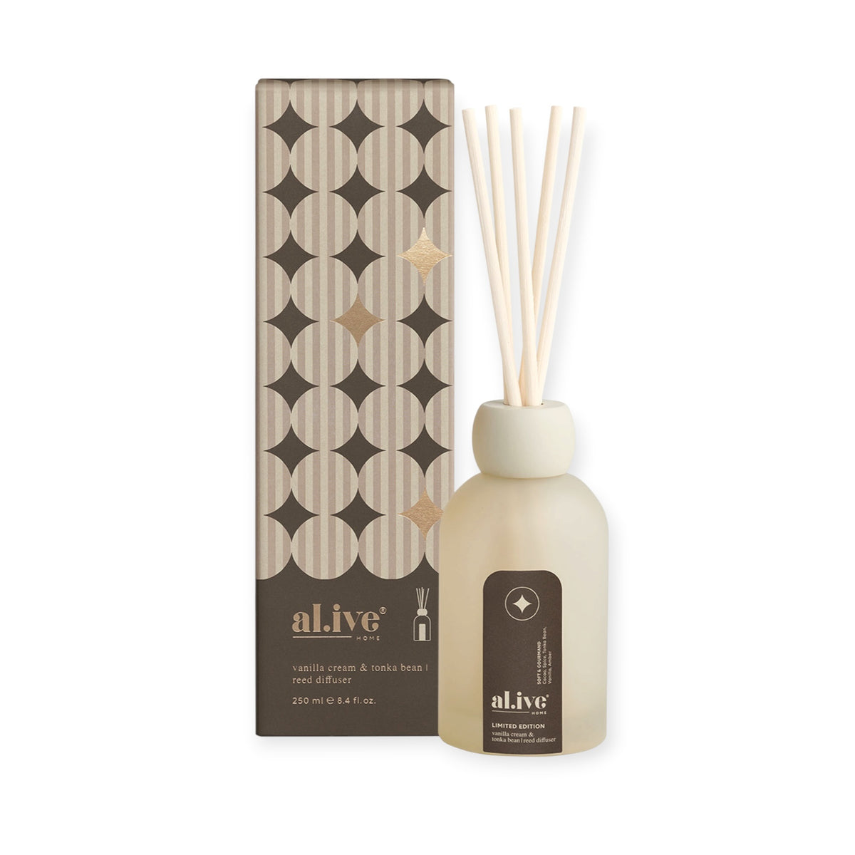 Al.ive Limited Edition Reed Diffuser, Vanilla Cream And Tonka Bean