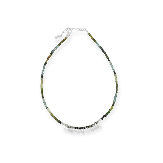 ToniMay Flora Tourmaline Tassel Necklace, Silver