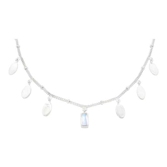 Toni May Petal Moonstone Necklace, Silver