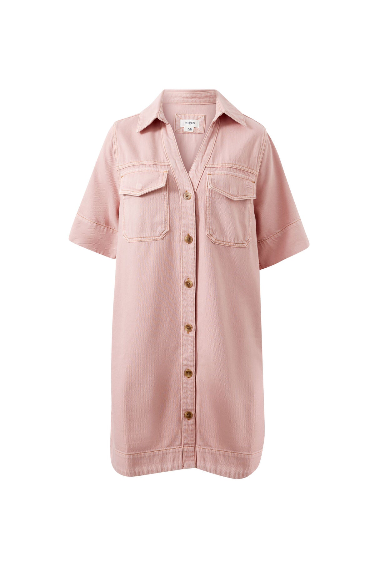Ceres Life Bonnie Relaxed Shirt Dress, Blossom Pink