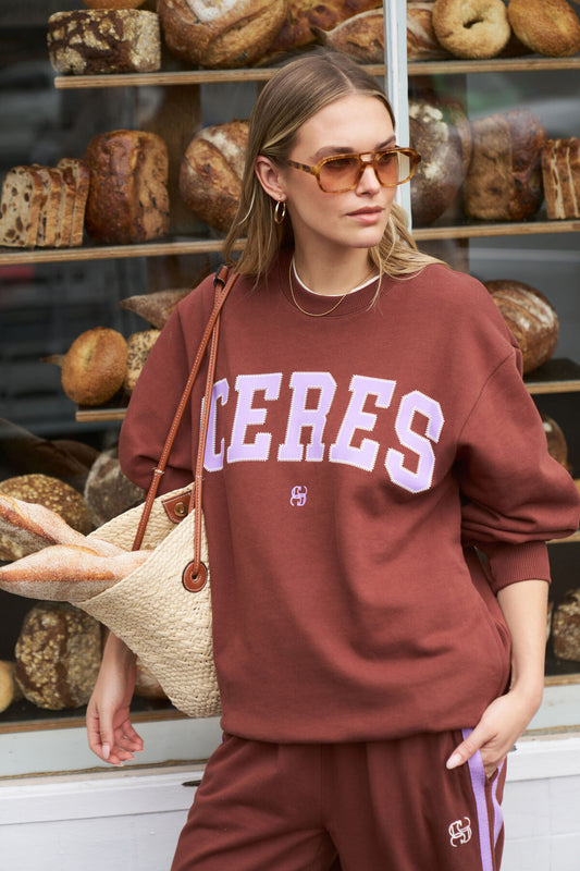 Ceres Life Isla Oversized Slouchy Crew, Burnt Toffee