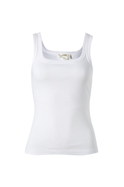 Ceres Life Zaeli Contour Rib Square Neck Tank, White