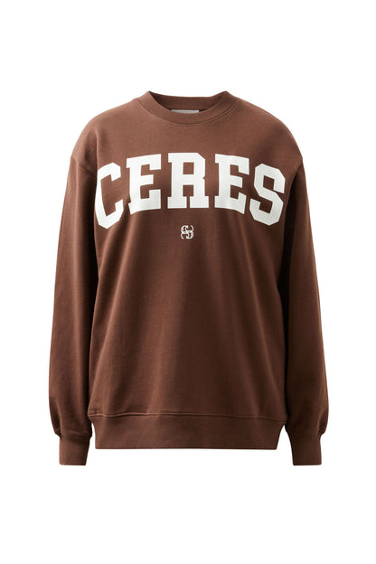 Ceres Life Isla Oversized Slouchy Crew, Chocolate