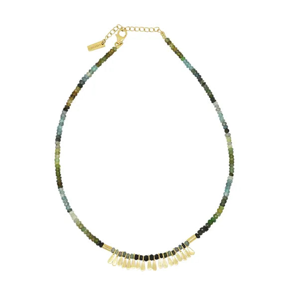 Toni May Flora Tourmaline Tassel Necklace, Gold