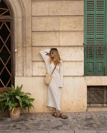 Nim The Label Leather Trimmed Raffia BB