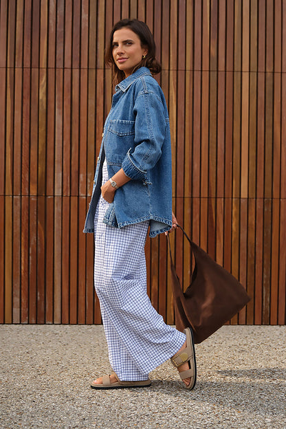 Ceres Life Bobbi Side Pocket Denim Shacket, Indigo