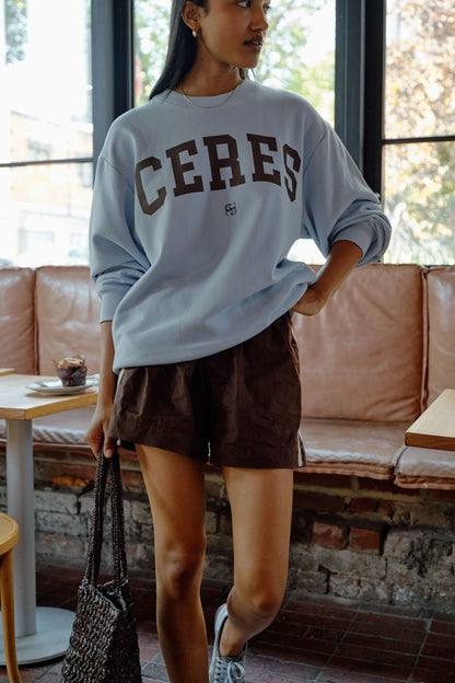 Ceres Life Isla Oversized Slouchy Crew, Chalk Blue