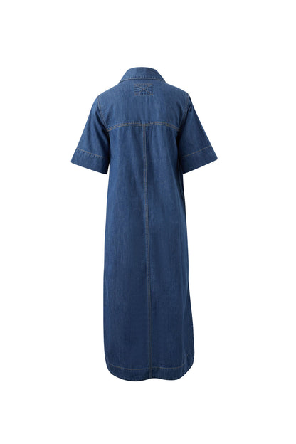 Ceres Life Sloane Short Sleeve Midi Dress, True Indigo
