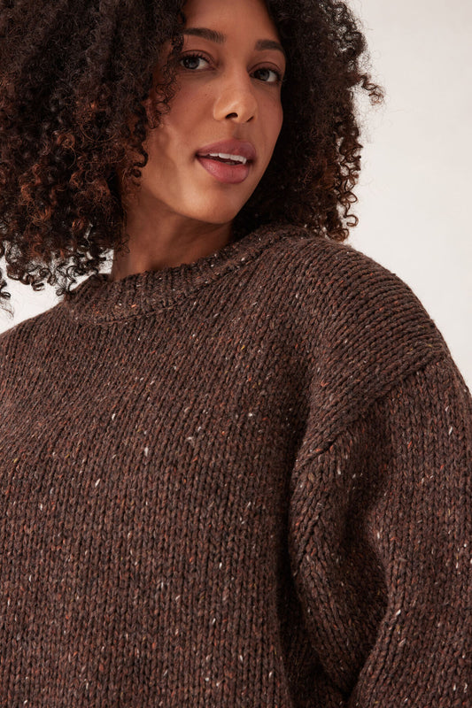 Ceres Life Lofty Knit Crew, Choc Fleck