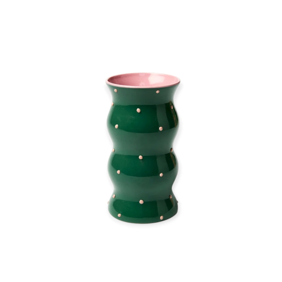Jones & Co Palma Vase, Green Pink Dotty