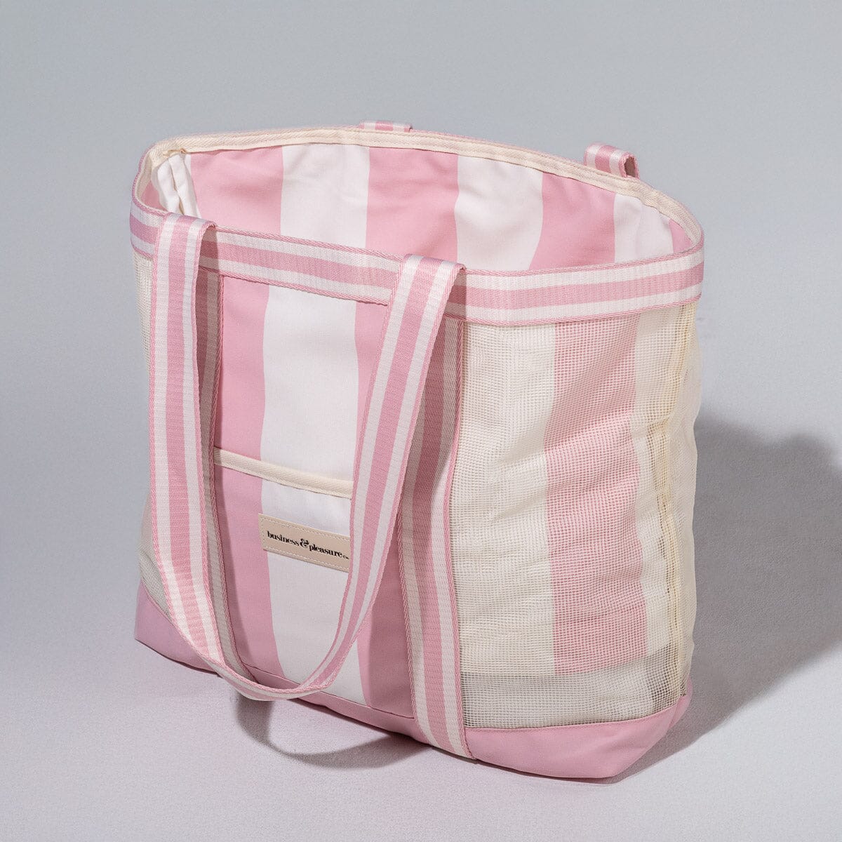 Business and Pleasure The Mesh Beach Bag, Crew Pink Stripe