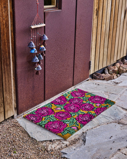 Kip & Co Coir Door Mat, Golden Peony