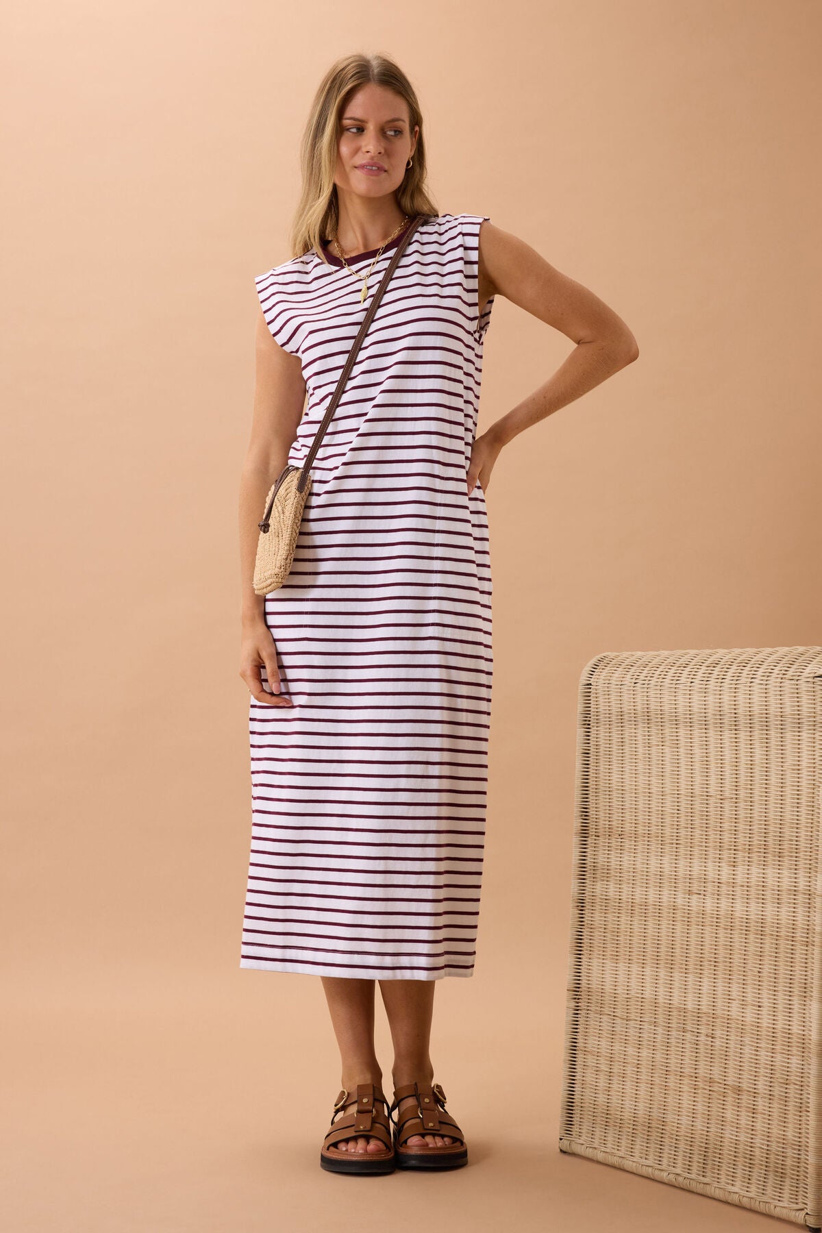 Ceres Life Paloma Dress, Pomegranate Stripe