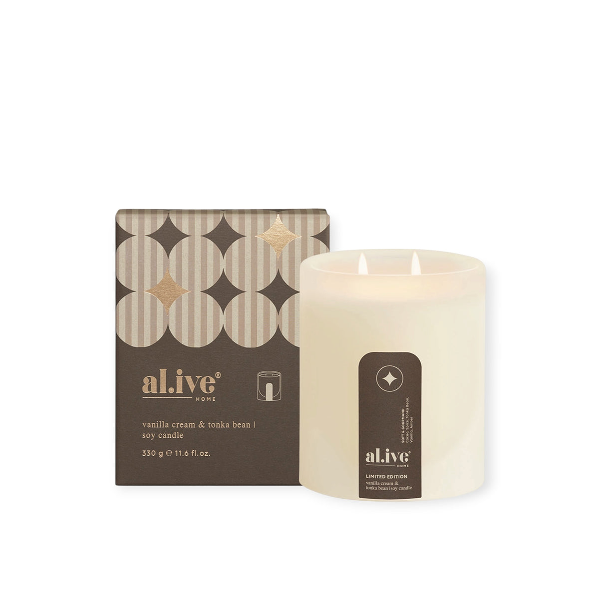 Al.ive Limited Edition Soy Candle, Vanilla Cream And Tonka Bean