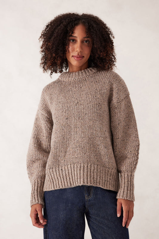 Ceres Life Lofty Knit Crew, Taupe Fleck
