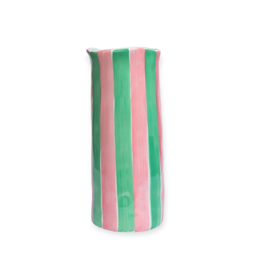 Noss & Co Medium Stripe Vase, Pink & Green