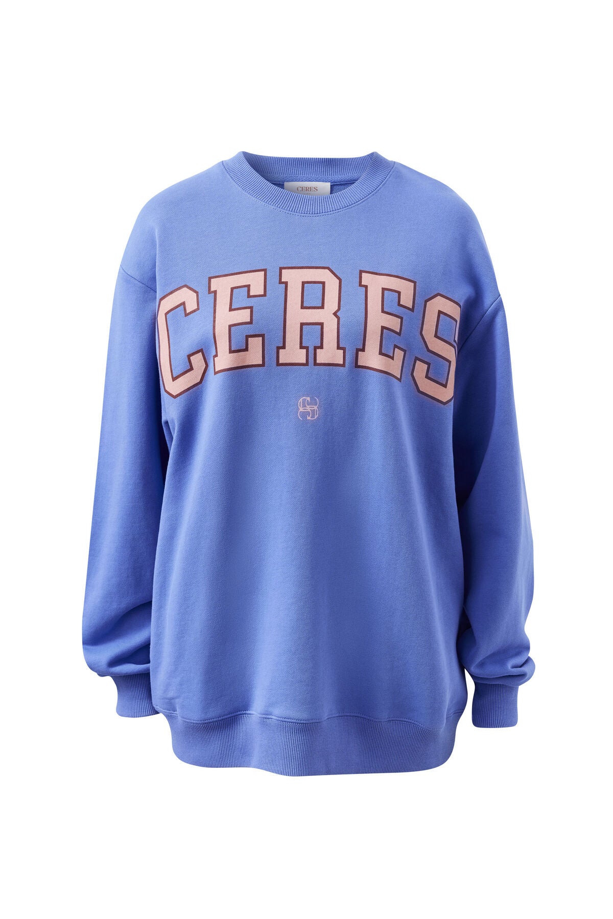 Ceres Life Isla Oversized Slouchy Crew, Vintage Blue Pink Clay Burnt Toffee