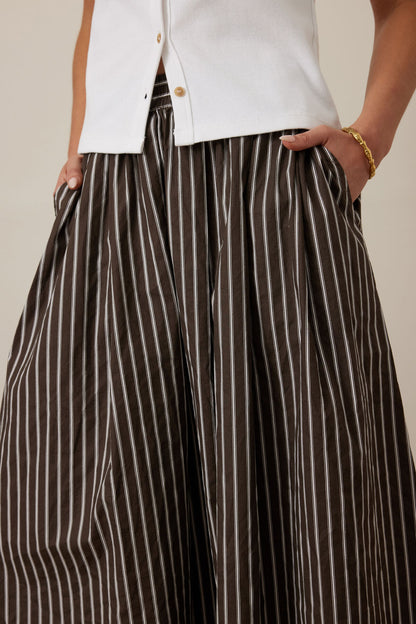 Ceres Life Florence Maxi Skirt, Chocolate with White Stripe